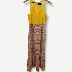 Dolce Vita Yellow + Multicolor Stripe Long Dress